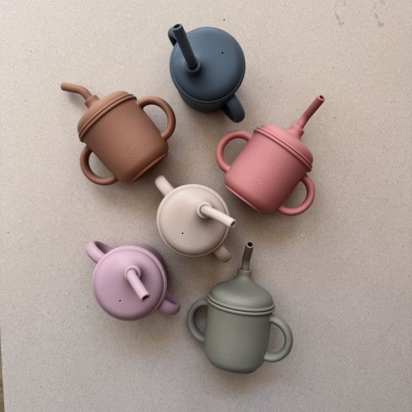 Nok Nok Cozy Ποτηράκι Σιλικόνης με Λαβές και Καλαμάκι (Rose Bloom)