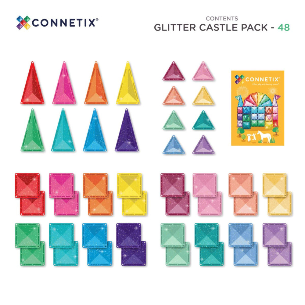 Connetix Glitter Castle Pack Μαγνητικά Τουβλάκια Κατασκευών 48τμχ.