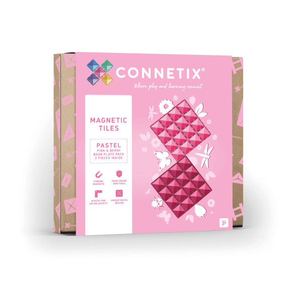Connetix Pastel Pink & Berry Base Plate Μαγνητικά Τουβλάκια Κατασκευών 2τμχ.