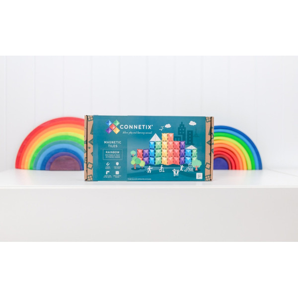 Connetix Rainbow Rectangle Pack Μαγνητικά Τουβλάκια Κατασκευών 18τμχ.