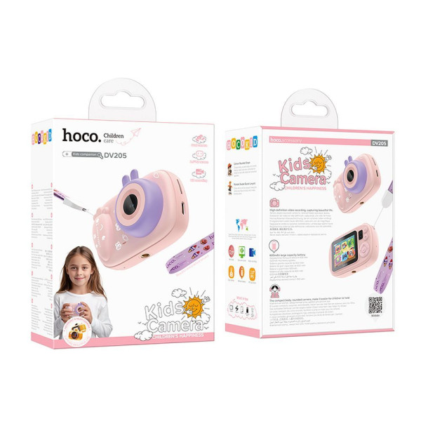 Hoco DV205 Παιδική Κάμερα - digital kids camera με selfie function 1MP  2,0" HD (Ροζ)