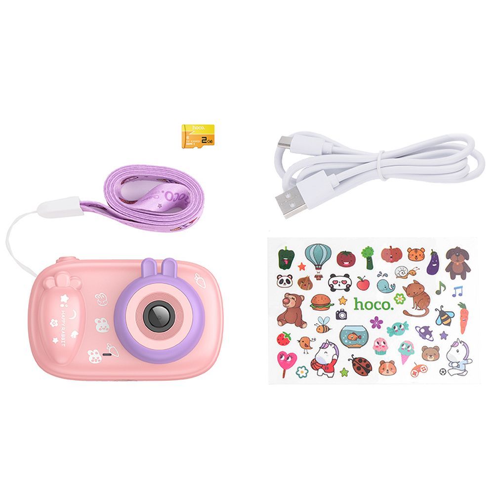 Hoco DV205 Παιδική Κάμερα - digital kids camera με selfie function 1MP  2,0" HD (Ροζ)