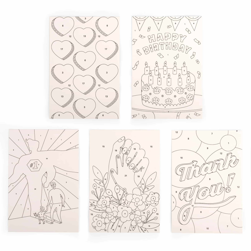 Kikkerland Ευχετήριες Kάρτες Crafters Paint by Numbers