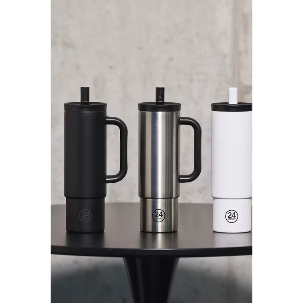 24Bottles Straw Cup Ανοξείδωτο Ποτήρι Θερμός με Καλαμάκι 0.80lt (Tuxedo Black)