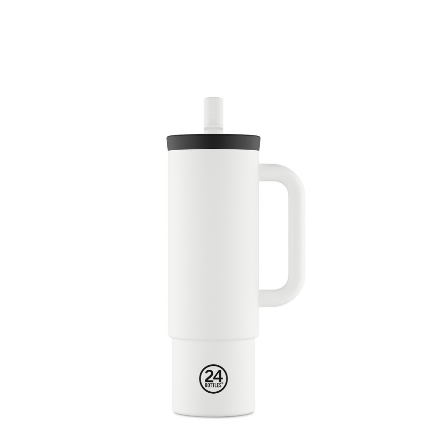 24Bottles Straw Cup Ανοξείδωτο Ποτήρι Θερμός με Καλαμάκι 0.80lt (Ice White)