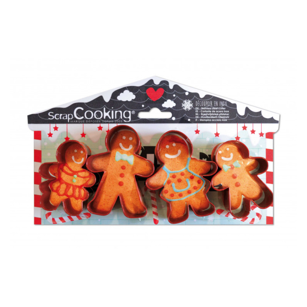 Scrap Cooking Σετ με 4 Aνοξείδωτα Kουπάτ ''Gingerbread Man''