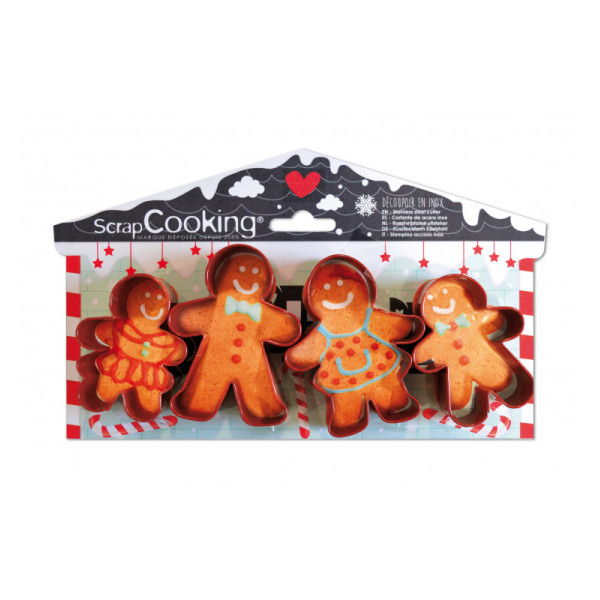 Scrap Cooking Σετ με 4 Aνοξείδωτα Kουπάτ ''Gingerbread Man''