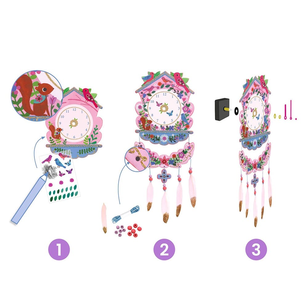 Djeco DIY Kατασκευάζω Ρολόι Τοίχου Πουλάκια