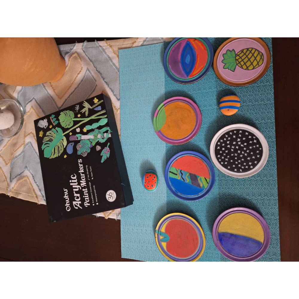 Ohuhu Σετ 24 Ανεξίτηλων Ακρυλικών Μαρκαδόρων Neon