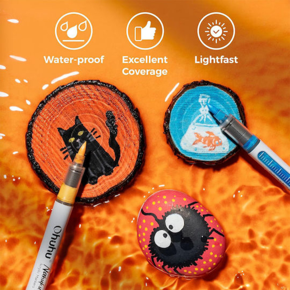 Ohuhu Σετ 24 Ανεξίτηλων Ακρυλικών Μαρκαδόρων Neon