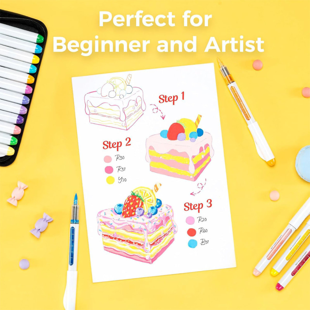 Ohuhu Σετ 24 Ανεξίτηλων Ακρυλικών Μαρκαδόρων Neon