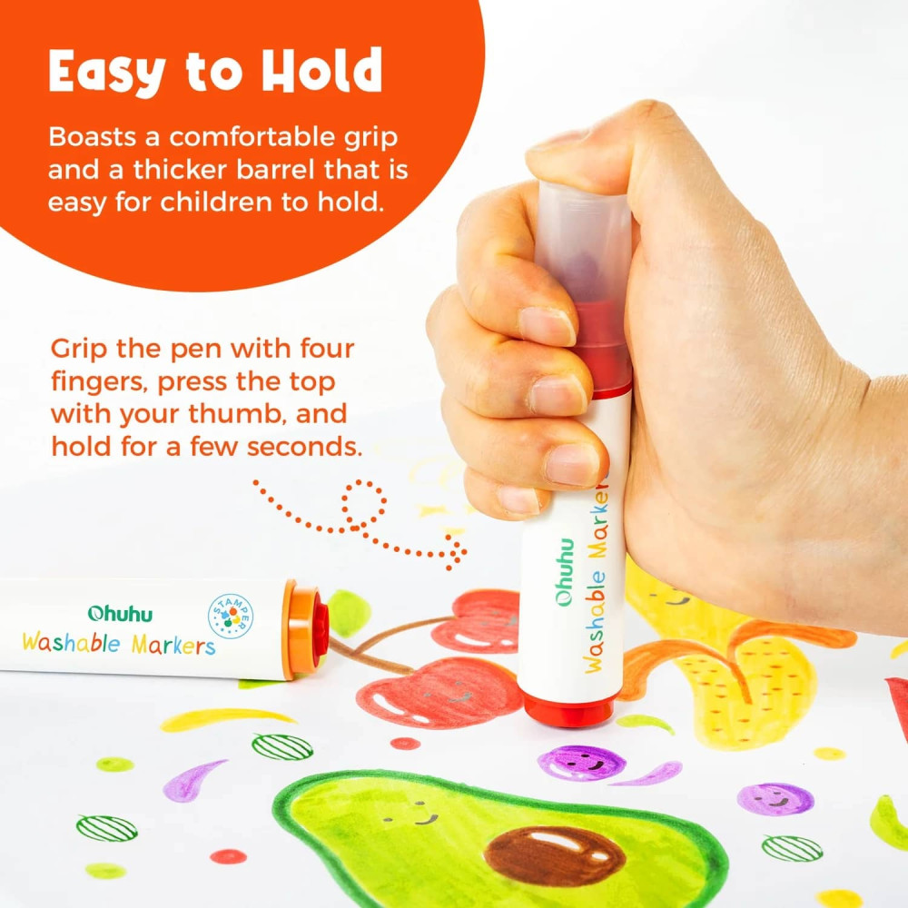 Ohuhu Σετ 12 Μαρκαδόρων Νερού με Σφραγίδες Πλενόμενοι