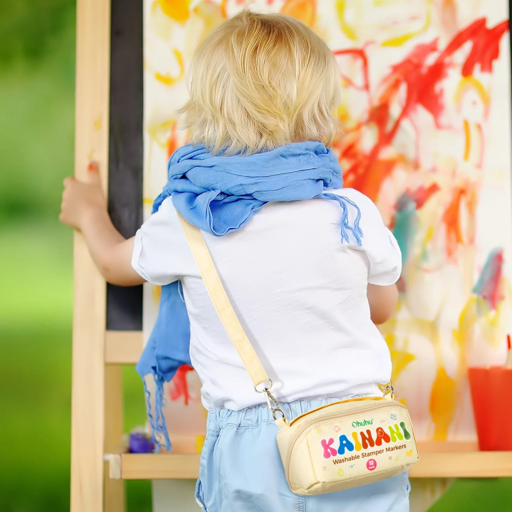 Ohuhu Σετ 12 Μαρκαδόρων Νερού με Σφραγίδες Πλενόμενοι