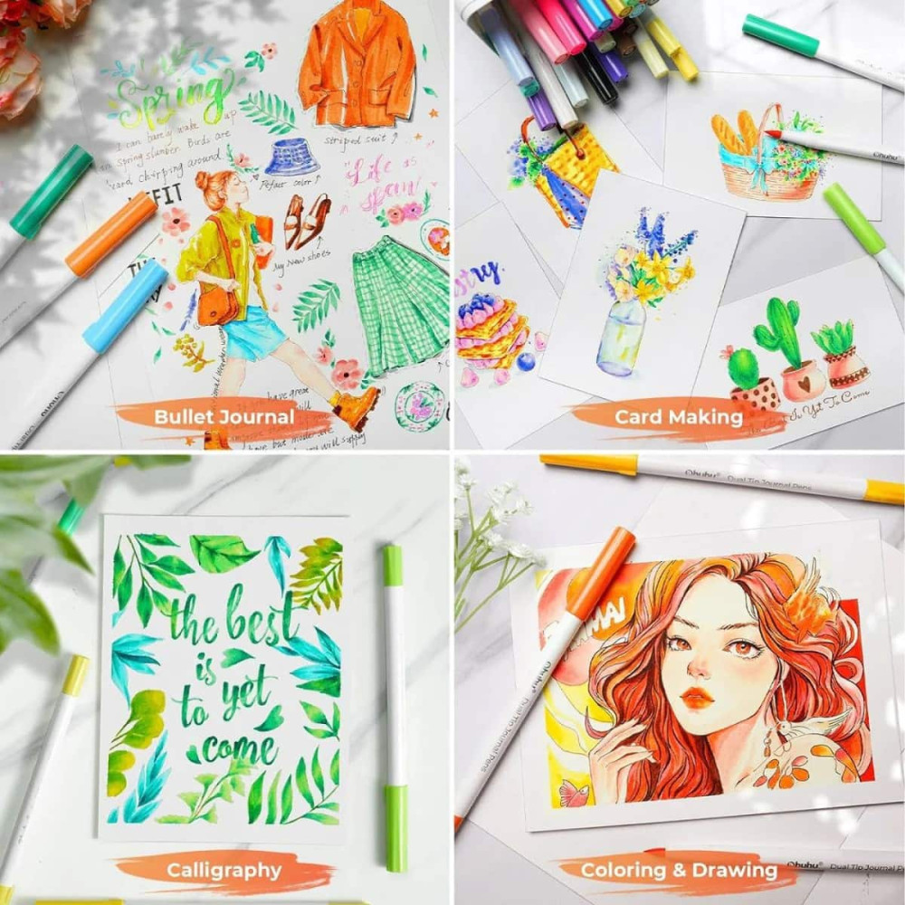 Ohuhu Art Marker Σετ 40 Μαρκαδόρων με Βάση το Νερό Brush & Fineline