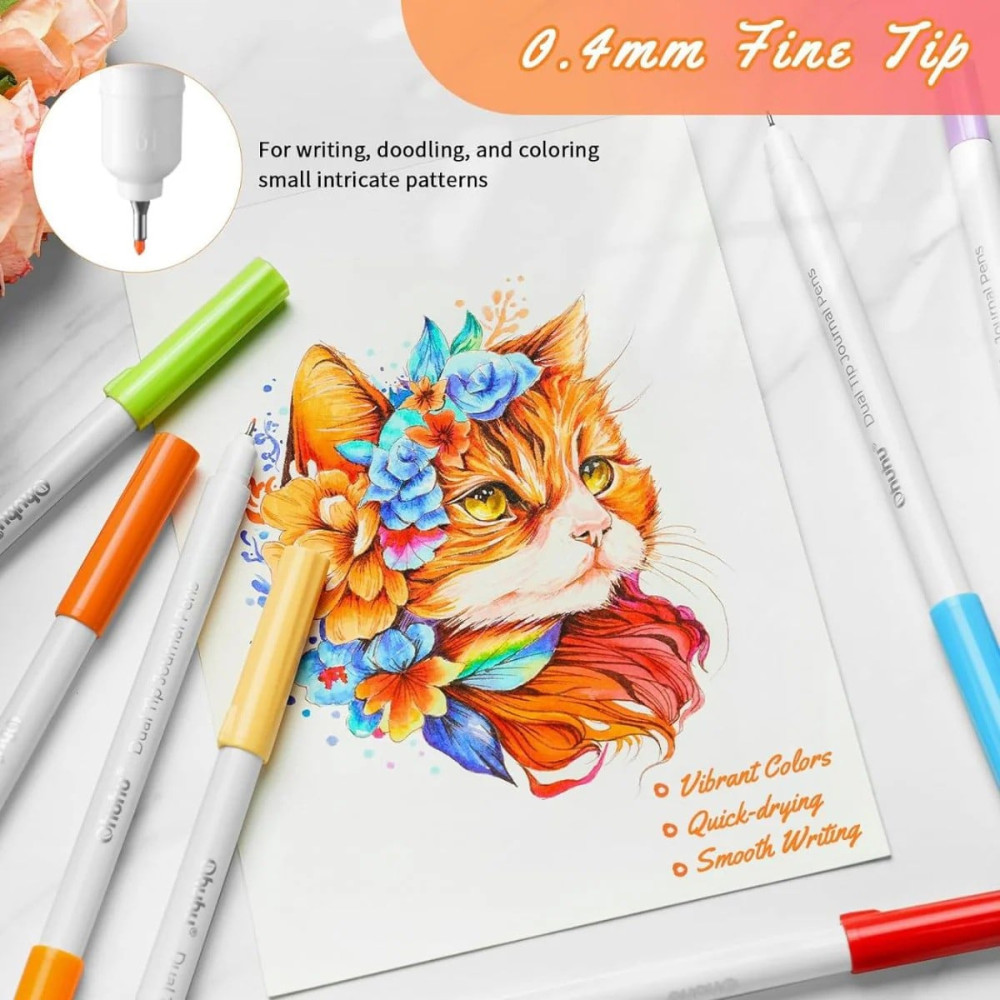 Ohuhu Art Marker Σετ 40 Μαρκαδόρων με Βάση το Νερό Brush & Fineline