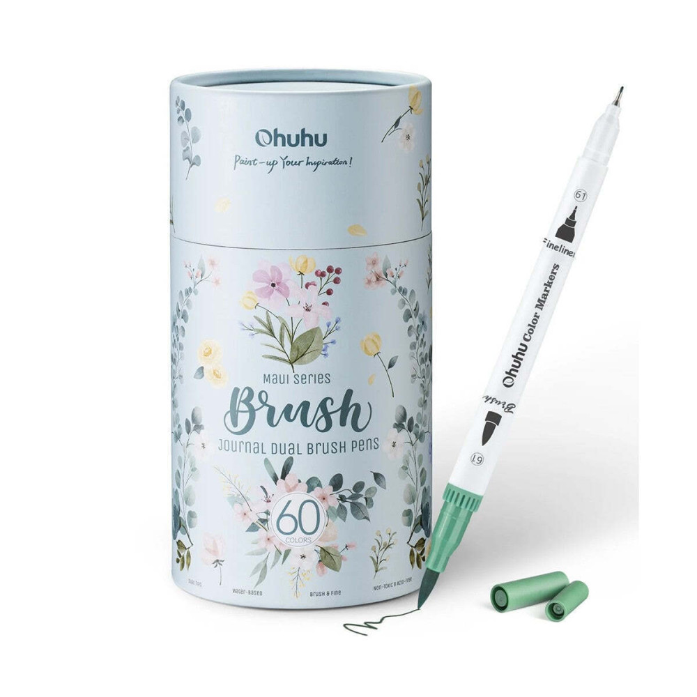Ohuhu Σετ 60 Μαρκαδόρων με Βάση το Νερό Brush & Fineliner