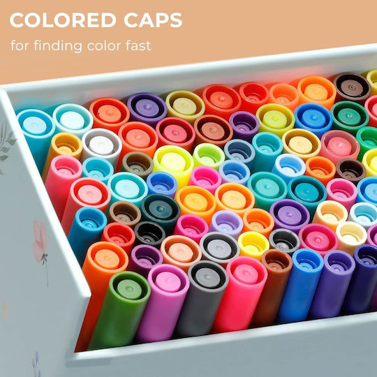 Ohuhu Art Markers Σετ Μαρκαδόρων 120 Χρωμάτων με Βάση το Νερό Brush & Fineliner
