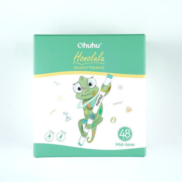 Ohuhu Honolulu Σετ 48 Μαρκαδόρων Αλκοόλης με Διπλή Μύτη Mid-tone Brush & Chisel