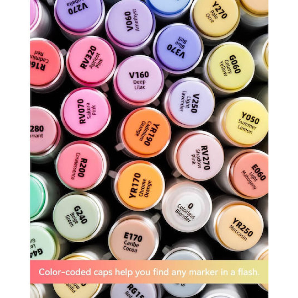 Ohuhu Honolulu Σετ 48 Μαρκαδόρων Αλκοόλης με Διπλή Μύτη Mid-tone Brush & Chisel