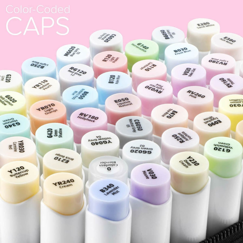 Ohuhu Honolulu Σετ 48 Μαρκαδόρων Αλκοόλης Pastel Tone Brush & Chisel
