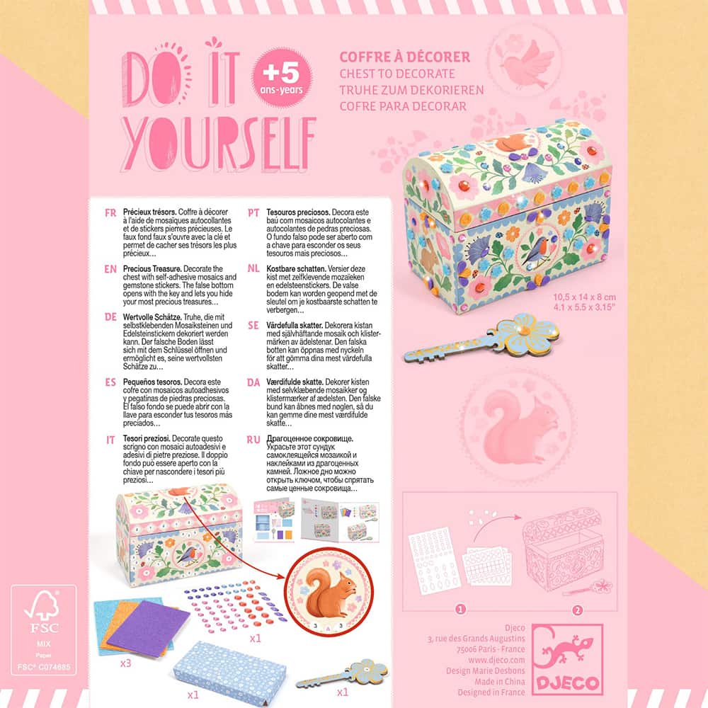 Djeco DIY Διακοσμώ Σεντούκι Πολύτιμων Αντικειμένων με Κλειδί