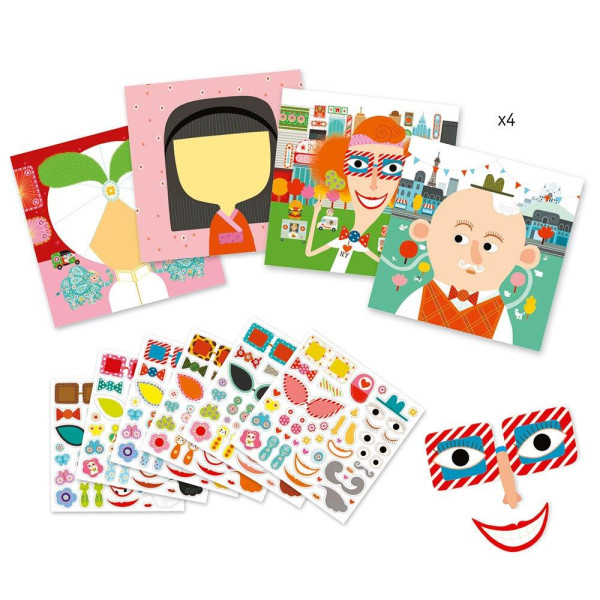 Djeco Δημιουργώ με Aυτοκόλλητα Eικόνες Πρόσωπα