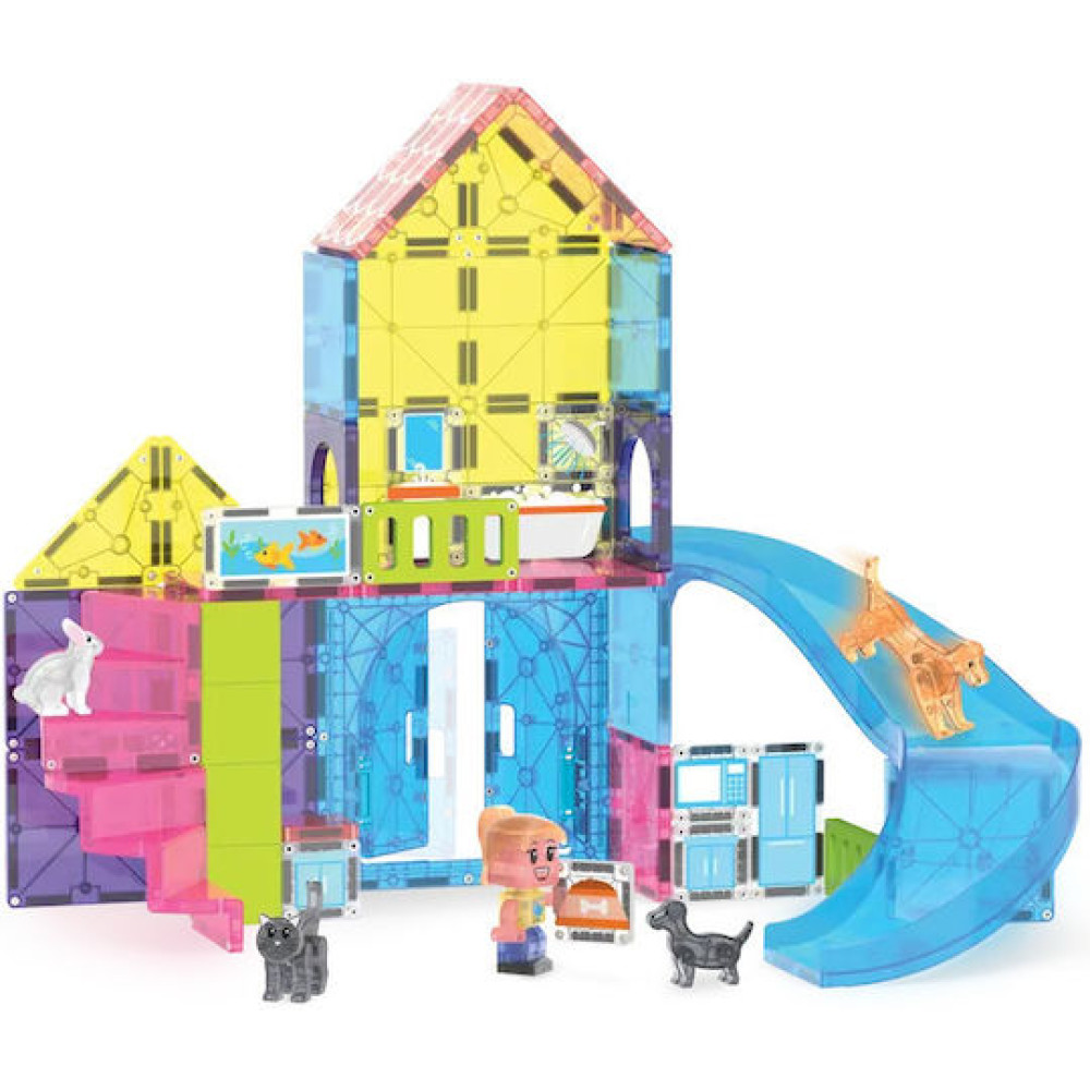Magna-Tiles Pet Playhouse 50 Τεμάχια – Μαγνητικά Πλακίδια STEM με Κατοικίδια
