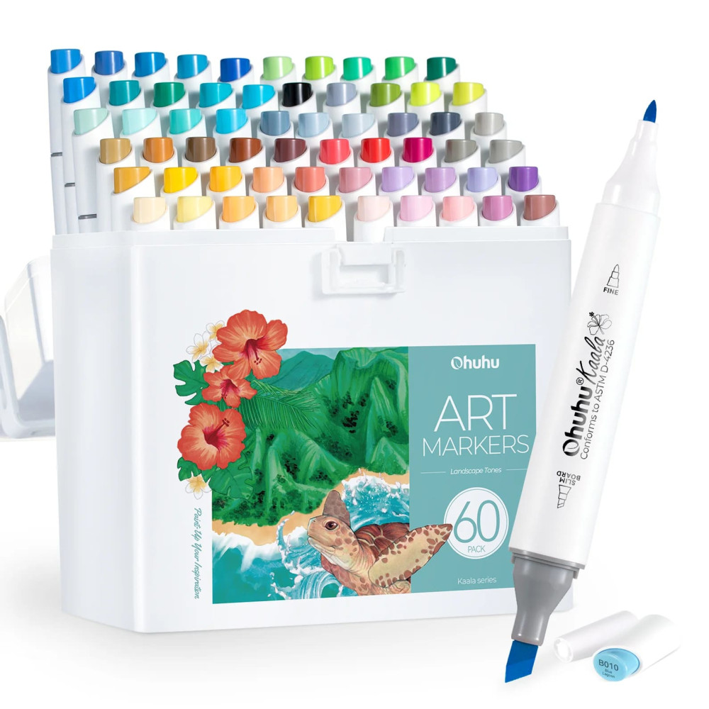Ohuhu Kaala Σετ 60 Μαρκαδόρων Αλκοόλης Dual Tips - 60 Colors Landscape Tone