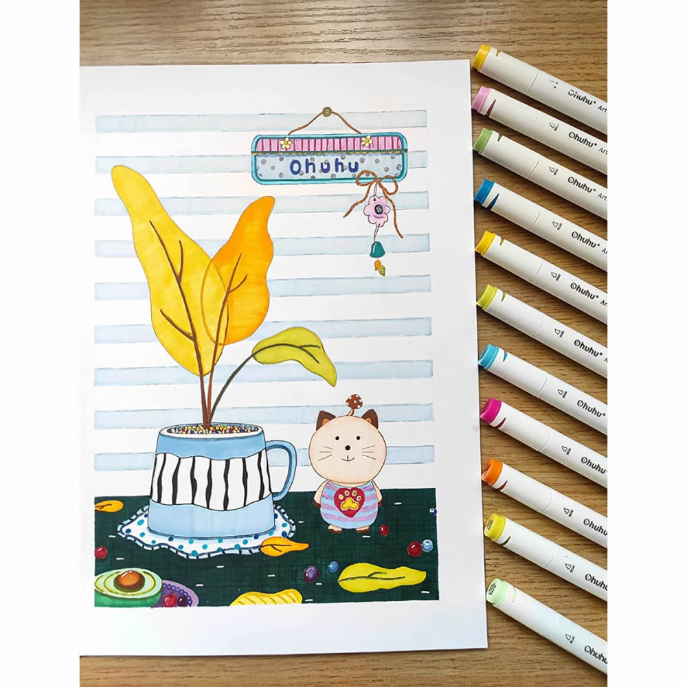 Ohuhu Oahu Σετ 100 Μαρκαδόρων Αλκοόλης Fine & Chisel