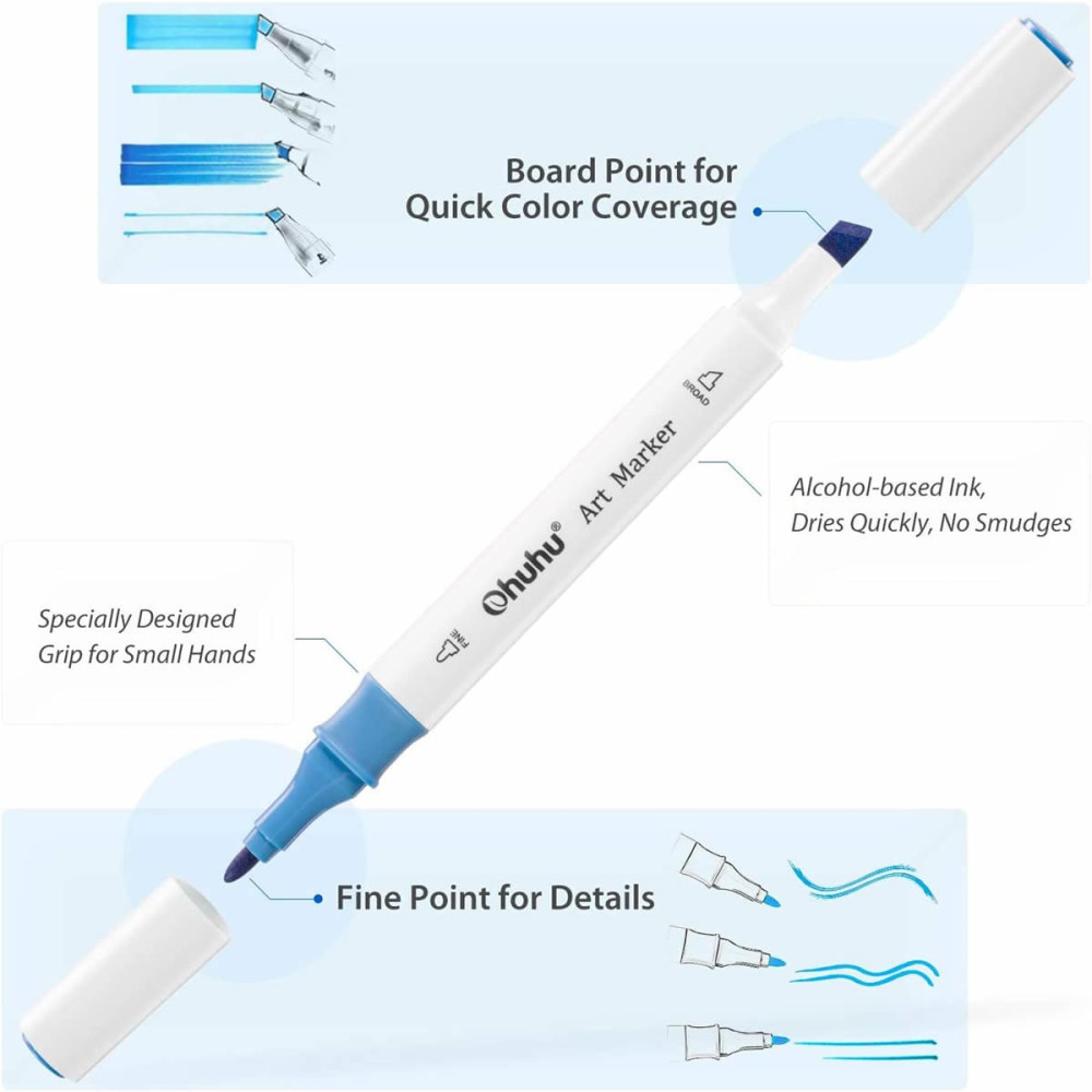 Ohuhu Oahu Σετ 48 Μαρκαδόρων Αλκοόλης Fine & Chisel