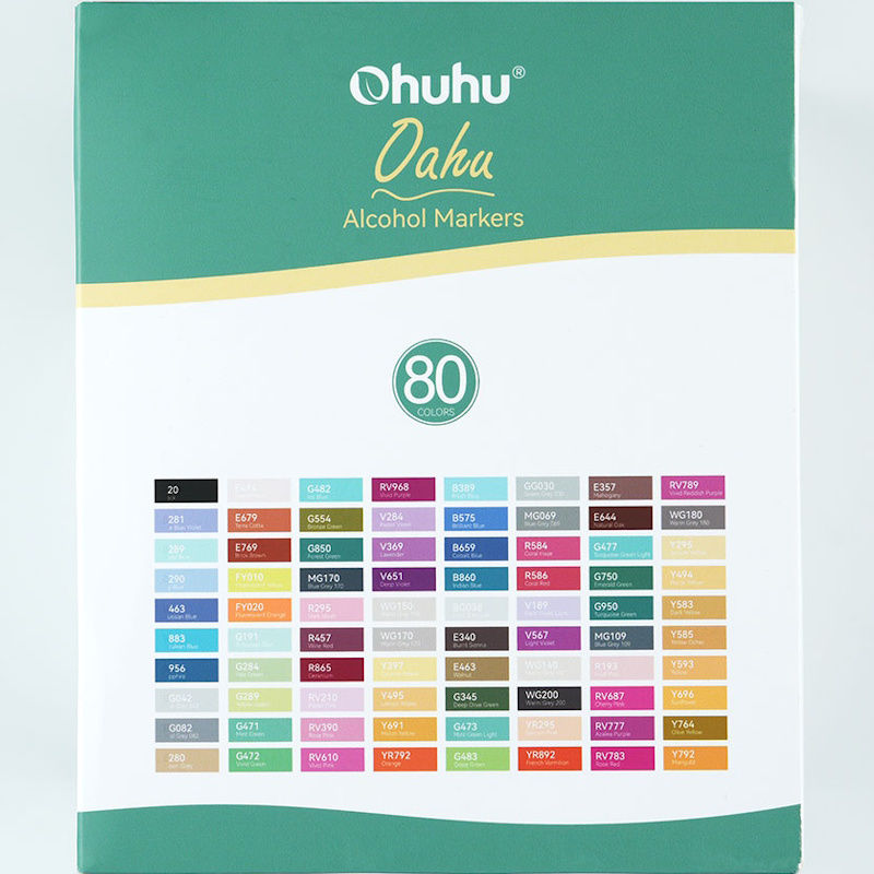 Ohuhu Oahu Σετ 80 Μαρκαδόρων Αλκοόλης Fine & Chisel