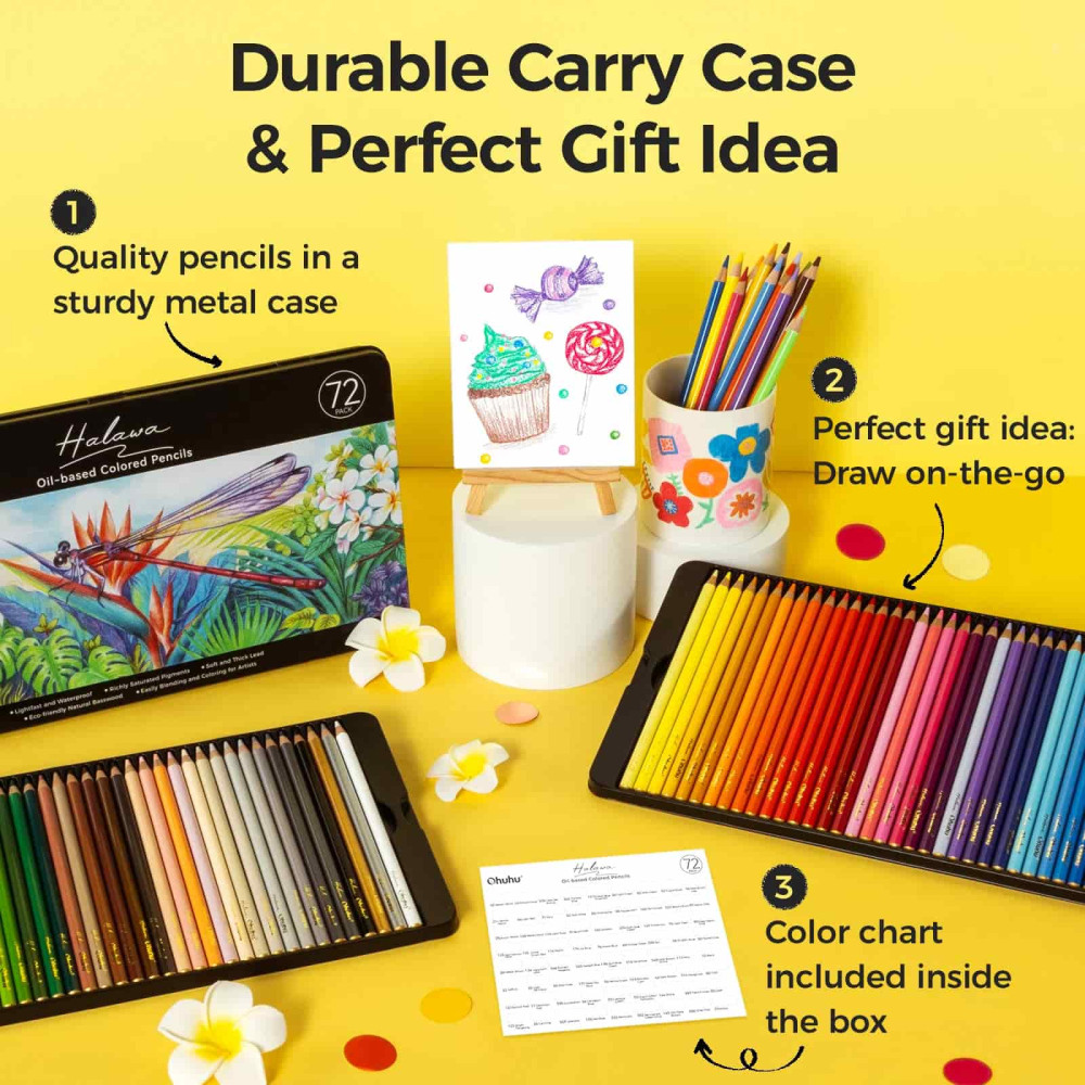 Ohuhu Halawa Series 72 Colors - Πολύχρωμα Μολύβια με Βάση το Λάδι