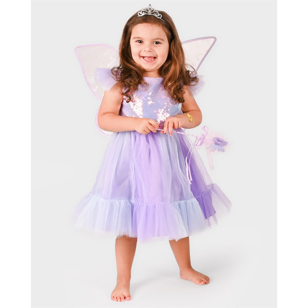 Den Goda Fen Στολή Μωβ Πεταλούδα με Αξεσουάρ 4-6 ετών