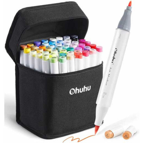 Ohuhu Honolulu Σετ 48 Μαρκαδόρων Αλκοόλης Brush & Fine