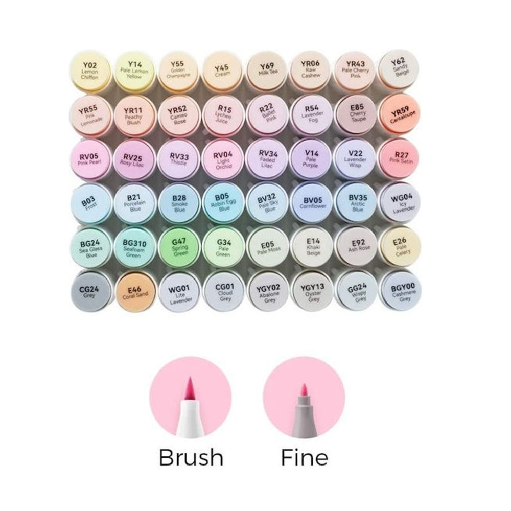 Ohuhu Honolulu Σετ 48 Μαρκαδόρων Αλκοόλης Brush & Fine - Pastel