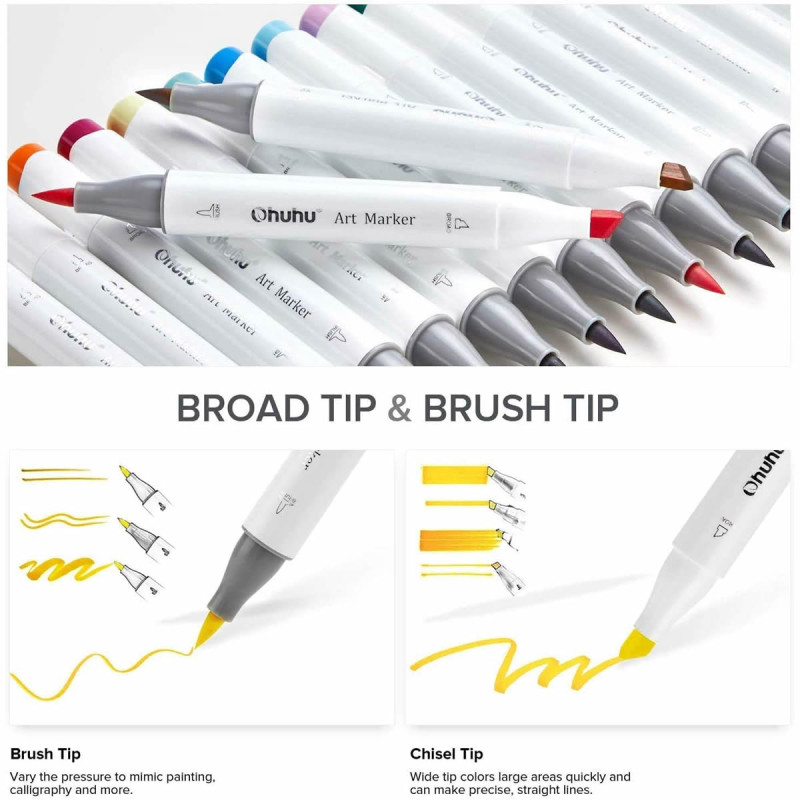 Ohuhu Honolulu Σετ 48 Μαρκαδόρων Αλκοόλης Brush & Fine - Mid Tone