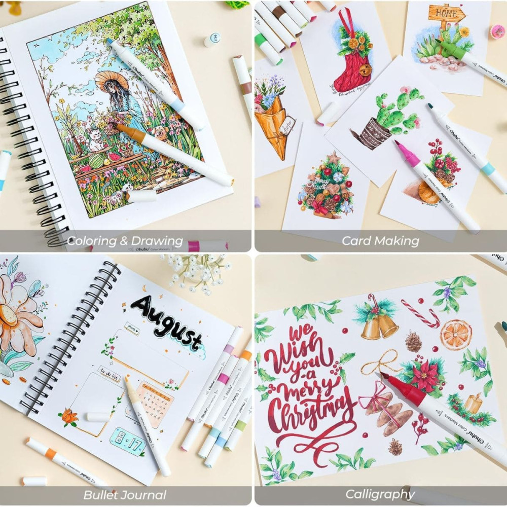 Ohuhu Dual Σετ 64 Μαρκαδόρων με Βάση το Νερό Brush & Chisel