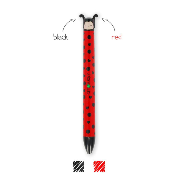 Legami CLICK0030 Click&Clack Two Colour Ballpoint Pen - Ladybug