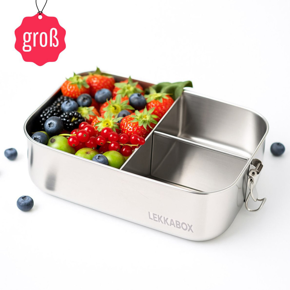 Lekkabox Safe Ανοξείδωτο Φαγητοδοχείο με 3 Χωρίσματα 1400ml
