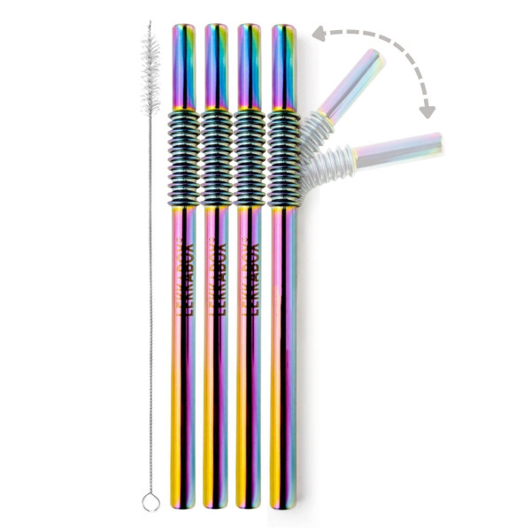 Lekkabox Rainbow Εύκαμπτο Καλαμάκι από Ανοξείδωτο Ατσάλι 4τμχ