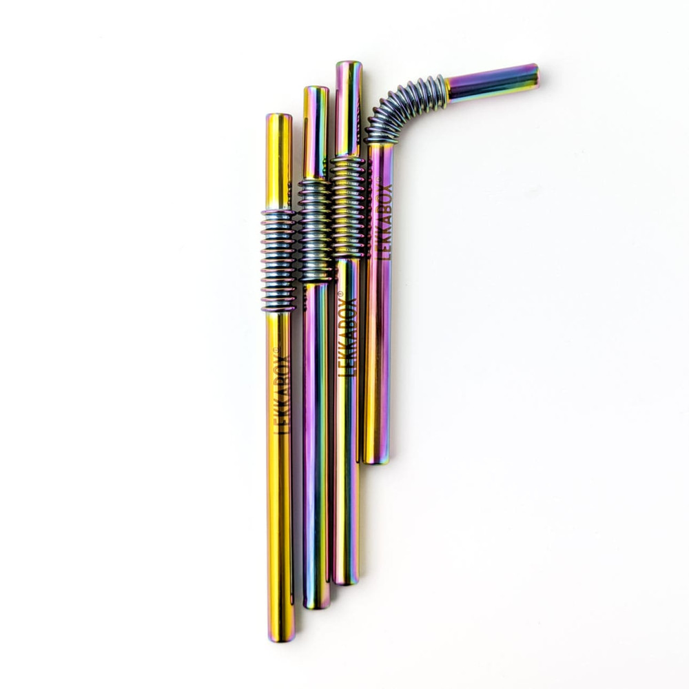 Lekkabox Rainbow Εύκαμπτο Καλαμάκι από Ανοξείδωτο Ατσάλι 4τμχ