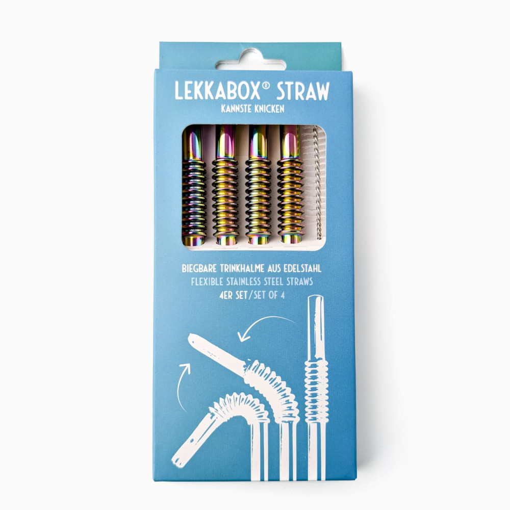 Lekkabox Rainbow Εύκαμπτο Καλαμάκι από Ανοξείδωτο Ατσάλι 4τμχ