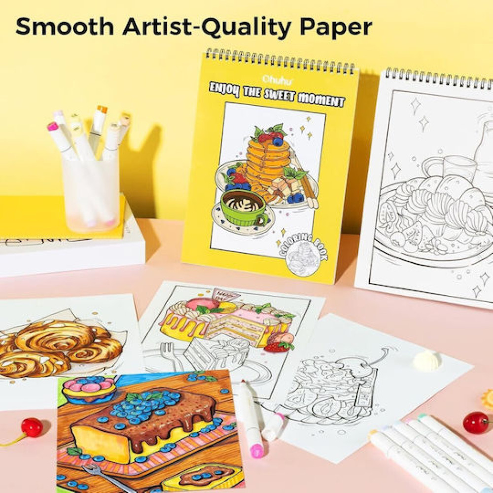 Ohuhu Bleedproof Coloring Book Enjoy the Sweet Moments