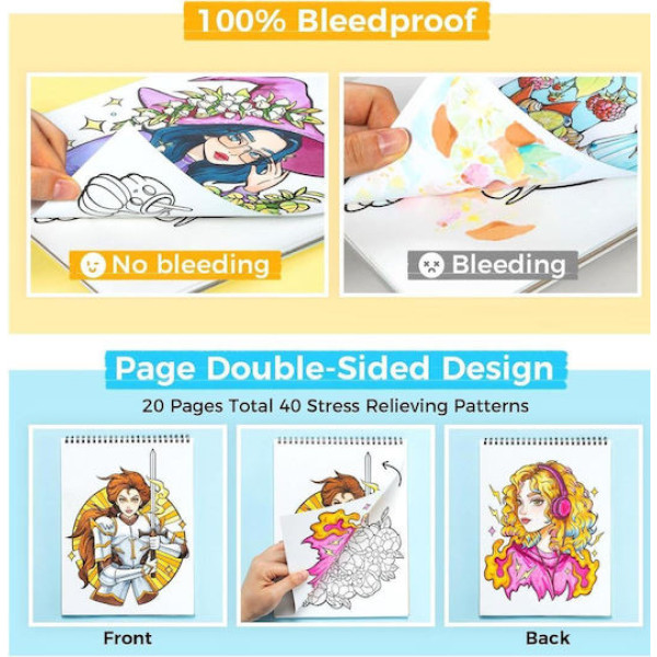 Ohuhu Bleedproof Coloring Book Portraits of Joy
