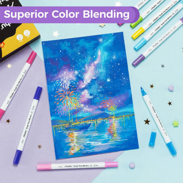 Ohuhu Metallic Markers Σετ 12 Μαρκαδόροι Νερού με Glitter