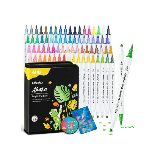 Ohuhu Cotton-core Σετ 72 Ακρυλικών Μαρκαδόρων Brush & Dot