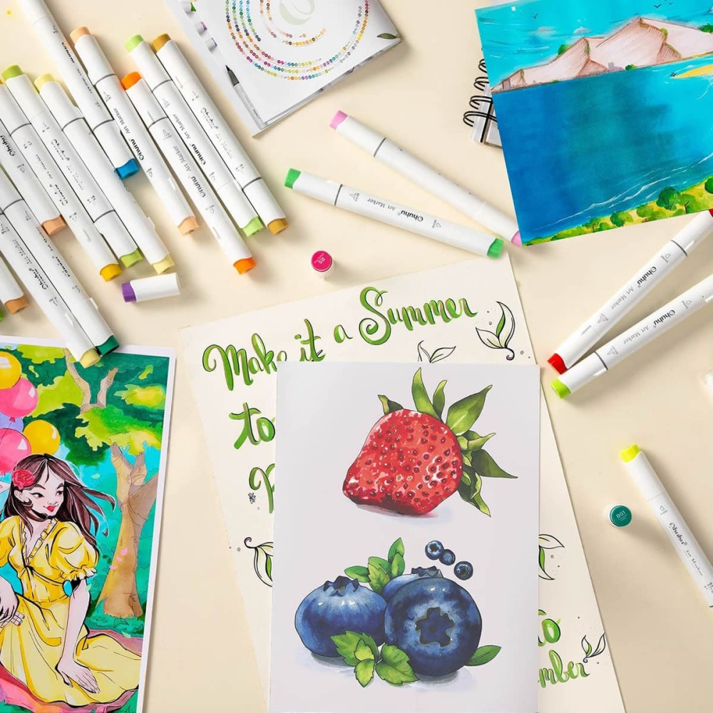 Ohuhu Honolulu Alcohol Art Markers Σετ Μαρκαδόρων 320 χρωμάτων Brush & Chisel