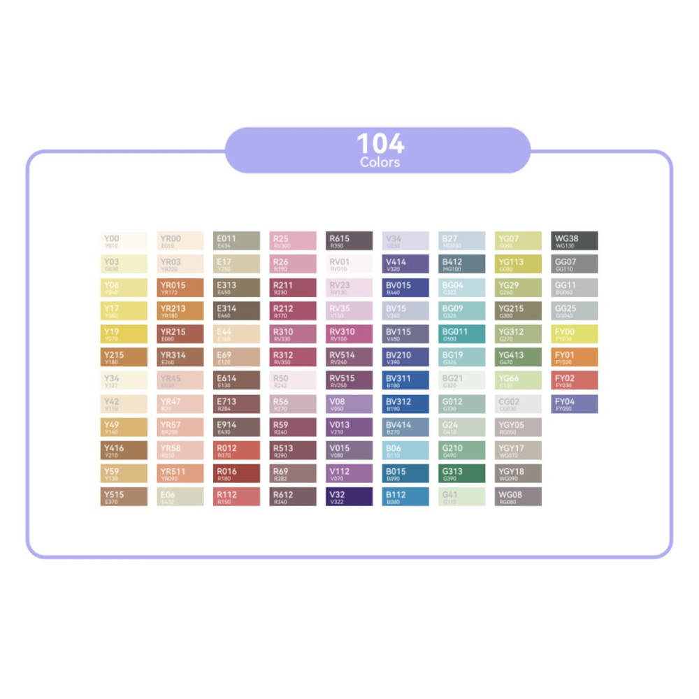 Ohuhu Honolulu Alcohol Art Markers Σετ 104 Μαρκαδόρων Brush & Chisel