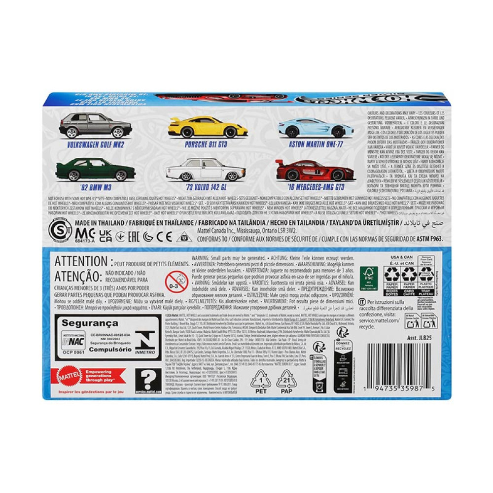 Mattel Hot Wheels: Silver Series - Euro Style Set of 6 1:64 (JLB25)