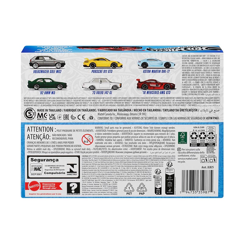 Mattel Hot Wheels: Silver Series - Euro Style Set of 6 1:64 (JLB25)